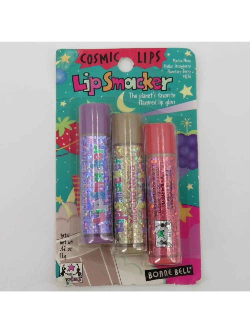 Bonne Bell Cosmic Lips Lip Smacker Mocha Nova Stellar Strawberry Planetary Berry